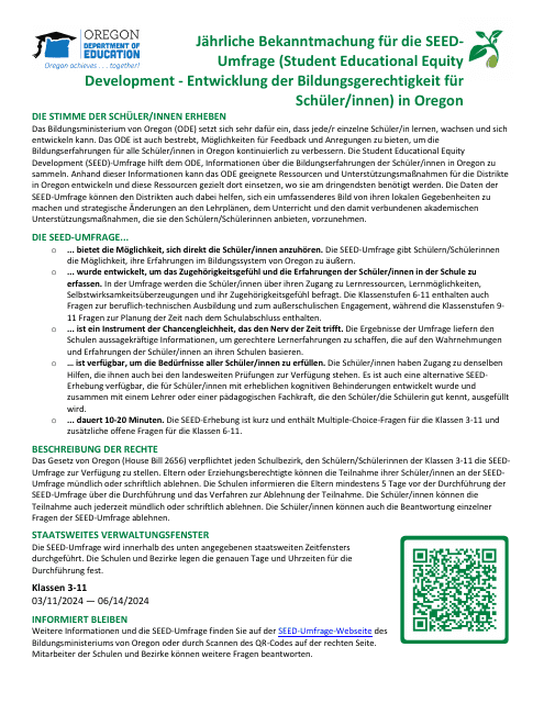 Seed Survey Participation Form - Oregon (German), 2024