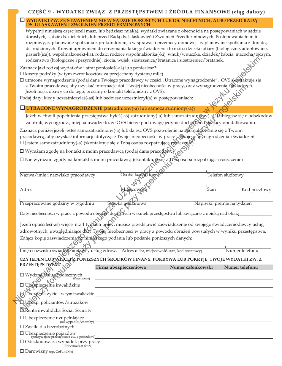Form JD-VS-8PIP Personal Injury Compensation - Application - Connecticut (Polish), Page 5
