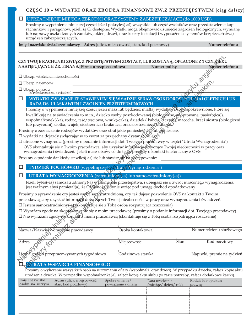 Form JD-VS-8SBP Survivor Benefits - Application - Connecticut (Polish), Page 5