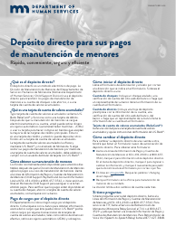 Formulario DHS-3371-SPA Formulario De Autorizacion De Deposito Directo De Manutencion De Menores - Minnesota (Spanish)