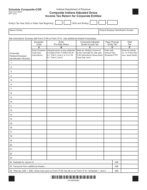 State Form 56344 Schedule COMPOSITE-COR 2023 Printable Pdf