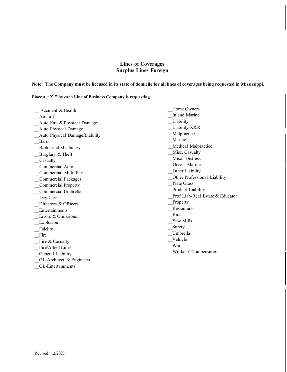 Application Verifying Eligibility as Surplus Lines Insurer in the State of Mississippi - Mississippi, Page 3
