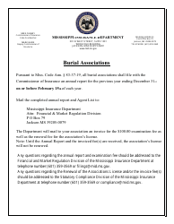 Document preview: Burial Associations Annual Statement - Mississippi, 2023