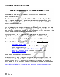 Document preview: Form I&A13 Information & Assistance Unit Guide - How to File an Appeal of the Administrative Director - California