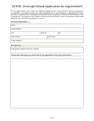 Document preview: Dekalb County Rehab & Nursing Center Oversight Board Application - DeKalb County, Illinois