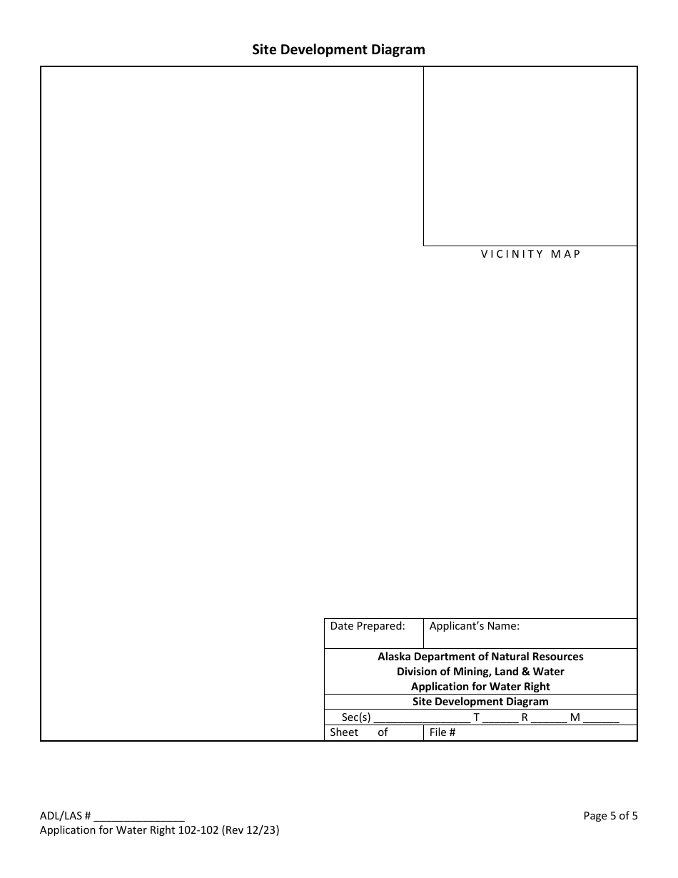 Form 102-102 Application for Water Right - Alaska, Page 5