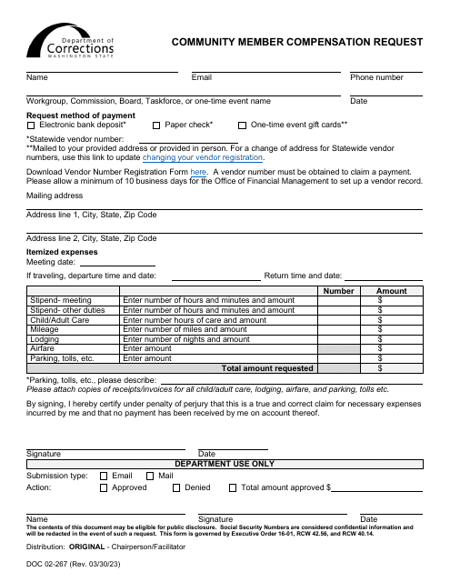 Form DOC02-267  Printable Pdf