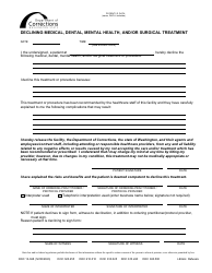 Document preview: Form DOC13-048 Declining Medical, Dental, Mental Health, and/or Surgical Treatment - Washington