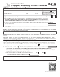 Document preview: Form IT-2104 Employee's Withholding Allowance Certificate - New York, 2024