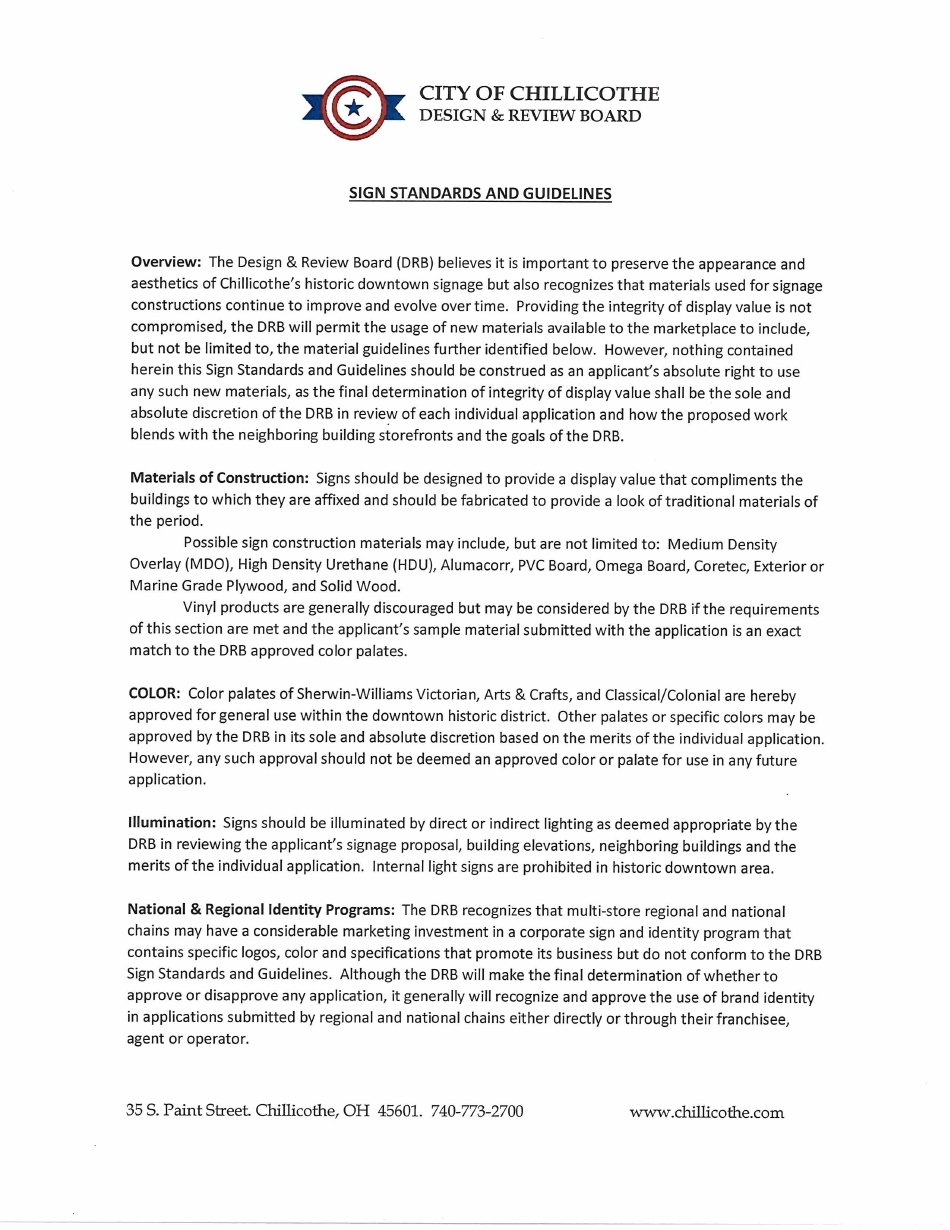 Design Review Board Application for Certificate of Appropriateness - City of Chillicothe, Ohio, Page 3