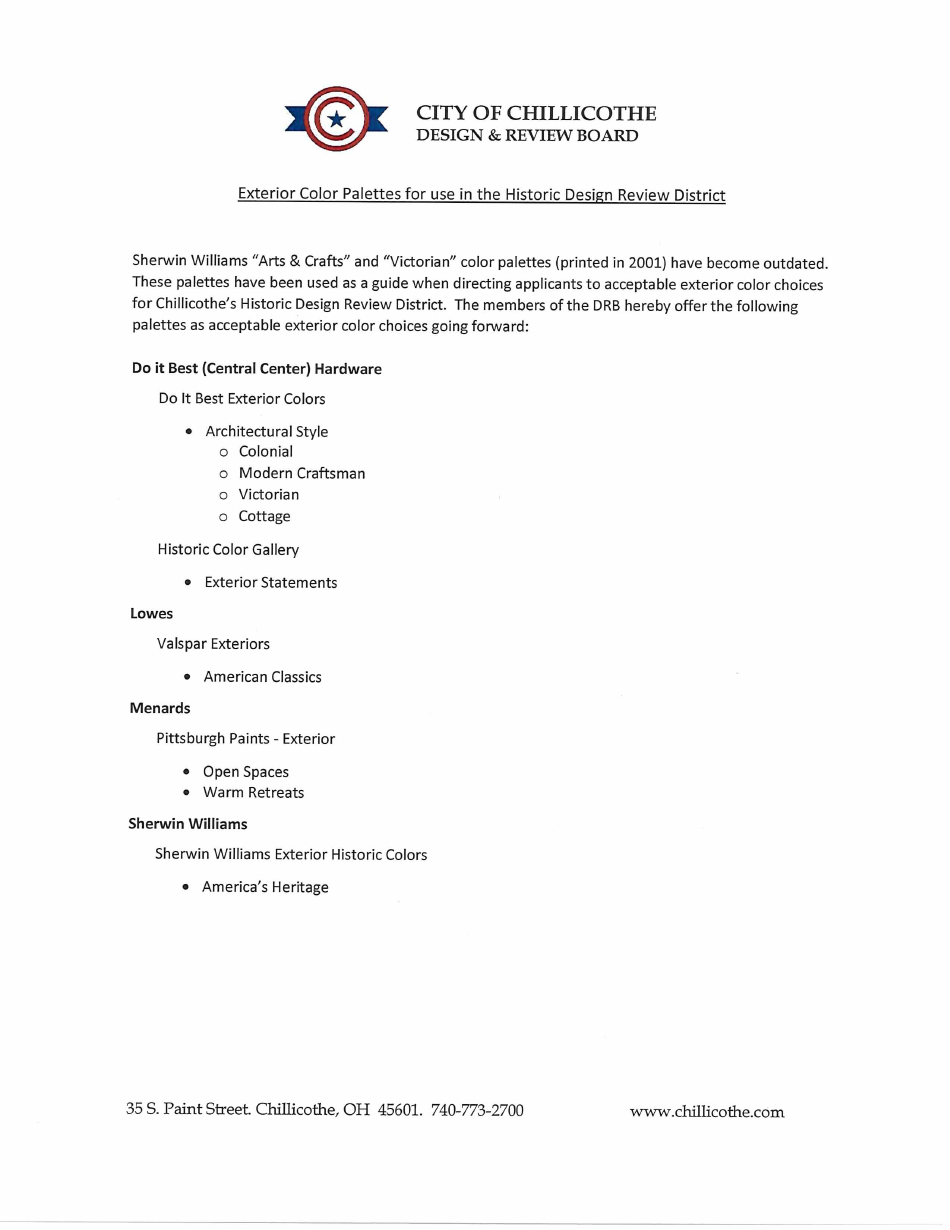 Design Review Board Application for Certificate of Appropriateness - City of Chillicothe, Ohio, Page 4