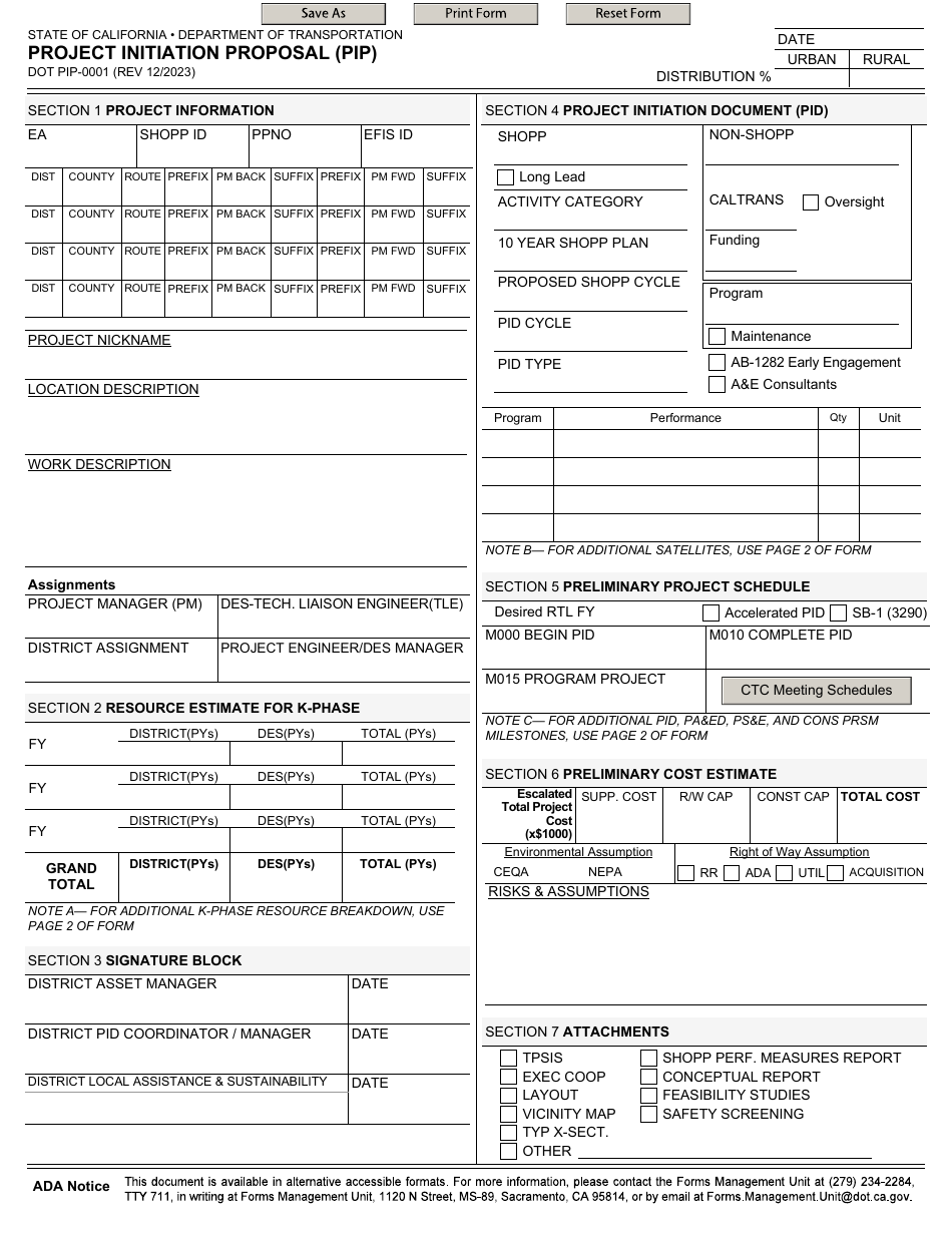 Form DOT PIP-0001 - Fill Out, Sign Online and Download Fillable PDF ...