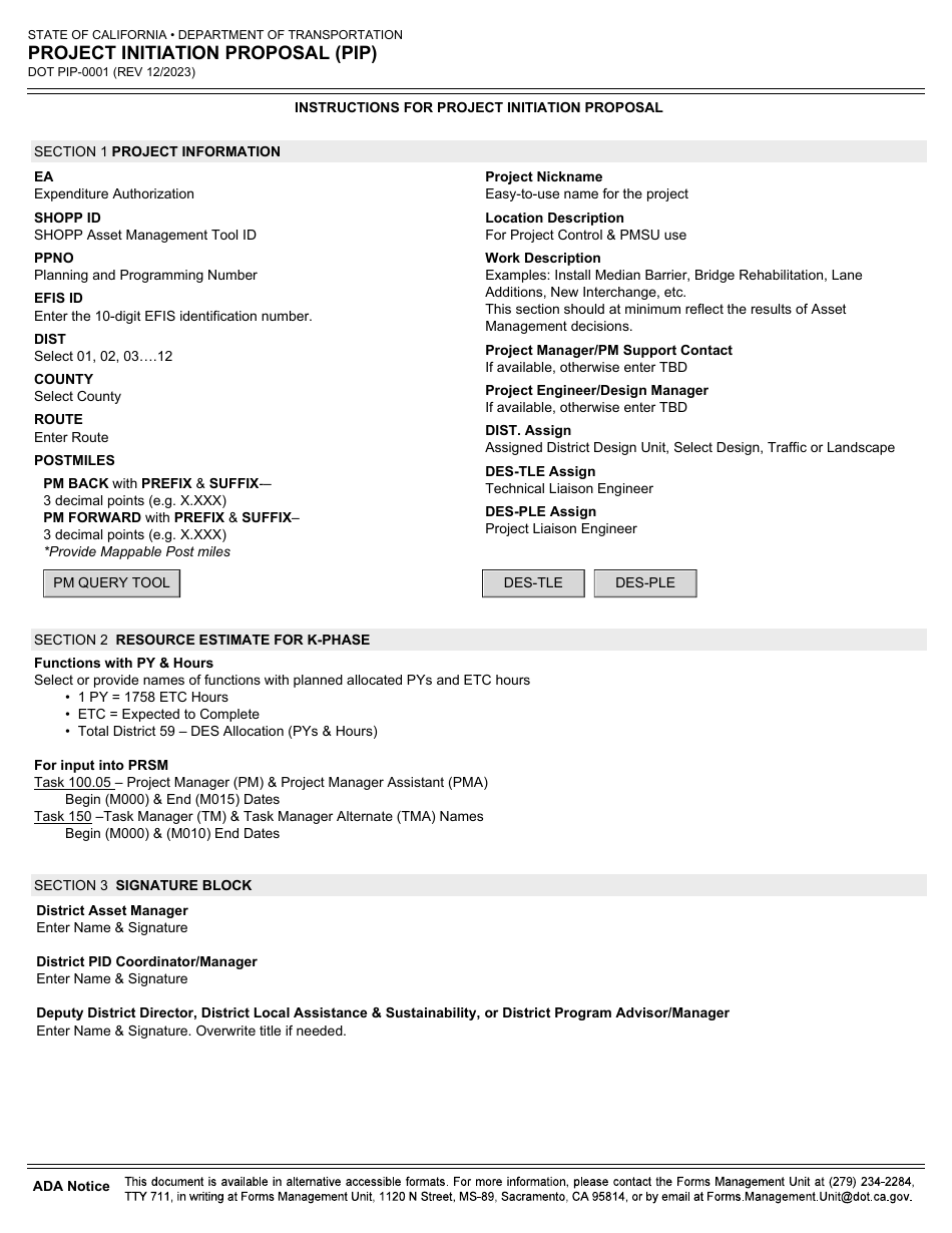Form DOT PIP-0001 Project Initiation Proposal (Pip) - California, Page 3