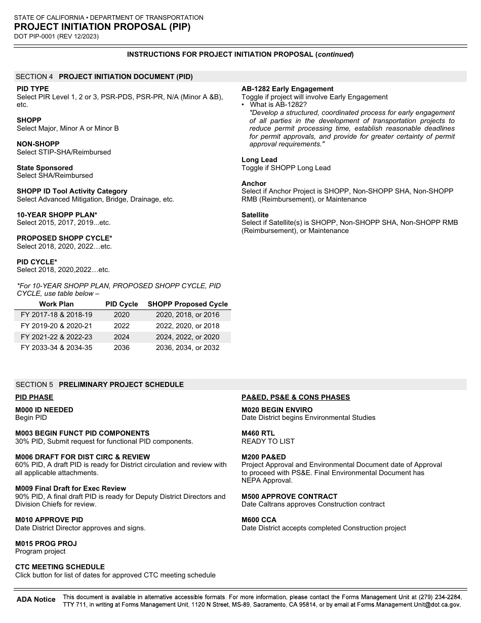Form DOT PIP-0001 Project Initiation Proposal (Pip) - California, Page 4
