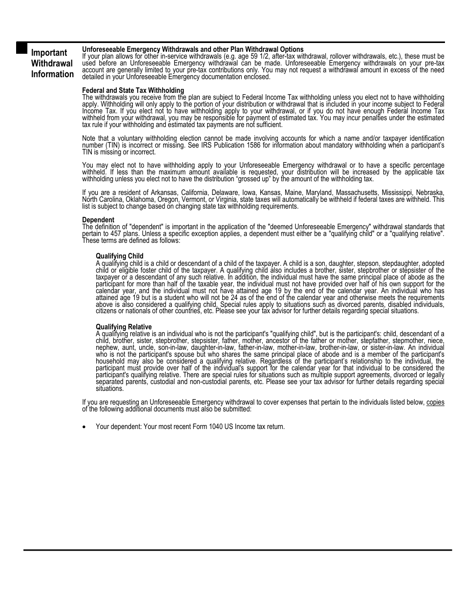 Unforeseeable Emergency Withdrawal Request Form - Nc 457 Plan - North Carolina, Page 8