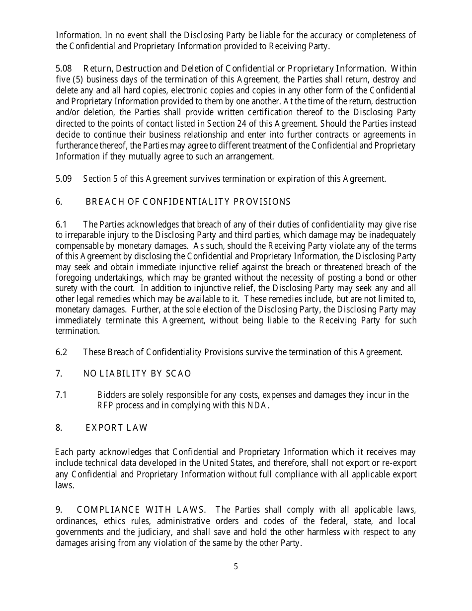 Mutual Nondisclosure and Confidentiality Agreement - Michigan, Page 5