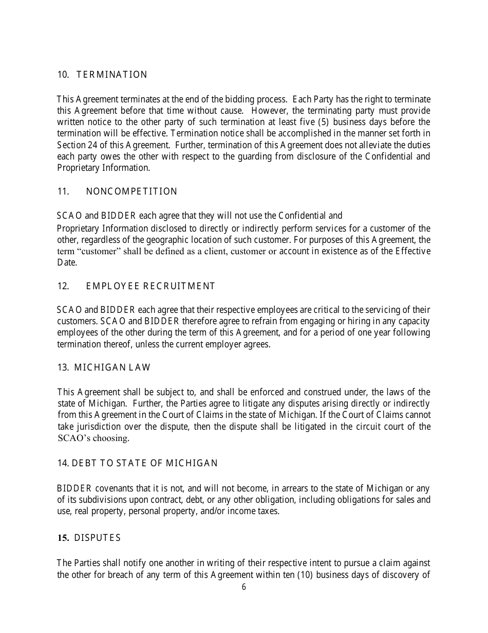 Mutual Nondisclosure and Confidentiality Agreement - Michigan, Page 6