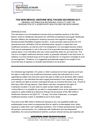 The New Mexico Uniform Healthcare Decisions Act: General Information Regarding Capacity and the Designation of a Surrogate Healthcare Decision Maker - New York
