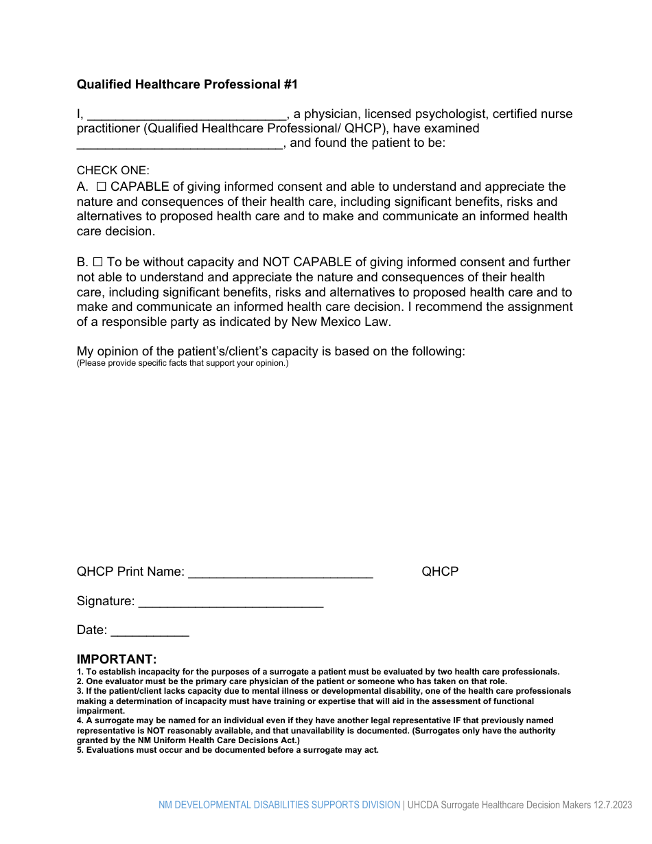 The New Mexico Uniform Healthcare Decisions Act: General Information Regarding Capacity and the Designation of a Surrogate Healthcare Decision Maker - New York, Page 3