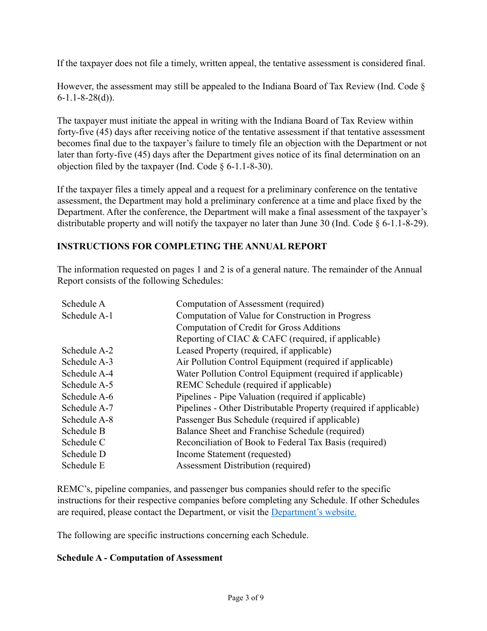 Instructions for State Form 40408, UD-45 Annual Report - Indiana, Page 3