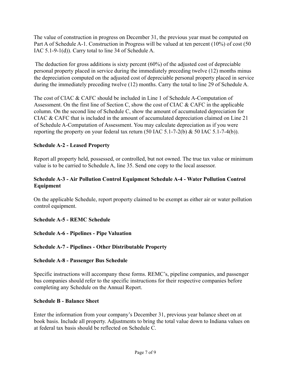 Instructions for State Form 40408, UD-45 Annual Report - Indiana, Page 7