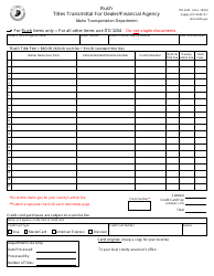 Document preview: Form ITD3203 Rush Titles Transmittal for Dealer/Financial Agency - Idaho