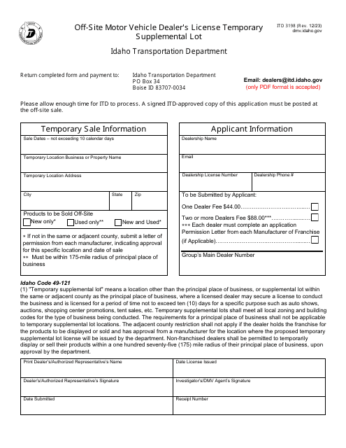 Form ITD3198  Printable Pdf