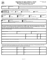 Form ITD3172 Application for Idaho Vehicle or Vessel Manufacturer/Distributor License - Idaho, Page 2