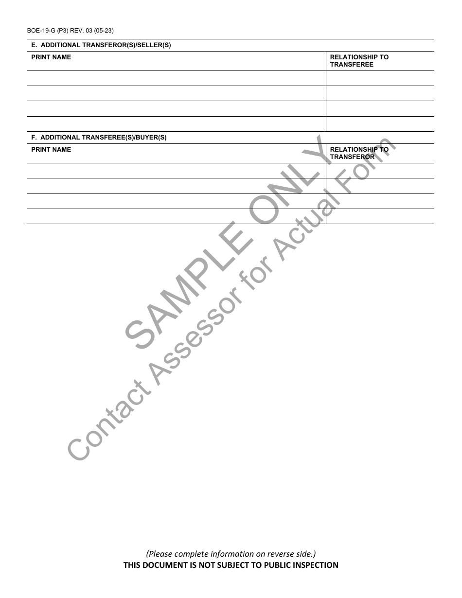 Form Boe 19 G Download Printable Pdf Or Fill Online Claim For Reassessment Exclusion For