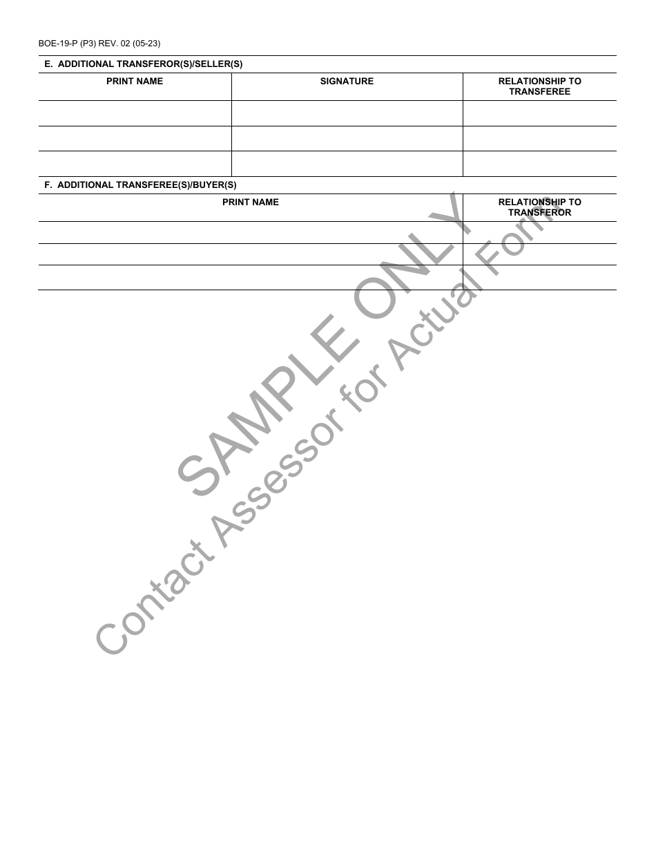 Form BOE-19-P Claim for Reassessment Exclusion for Transfer Between Parent and Child Occurring on or After February 16, 2021 - Sample - California, Page 3