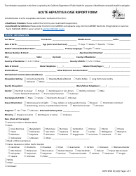 Document preview: Form CDPH8703 B Acute Hepatitis B Case Report Form - California