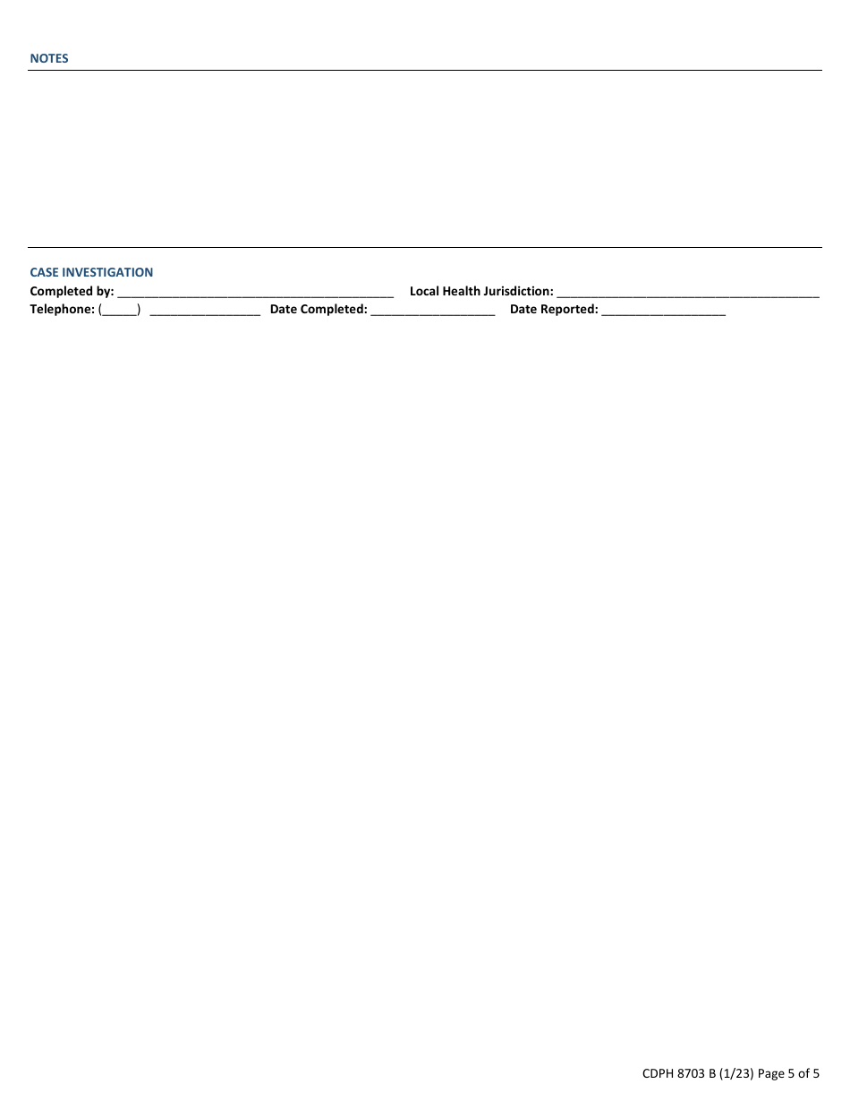 Form CDPH8703 B Acute Hepatitis B Case Report Form - California, Page 5