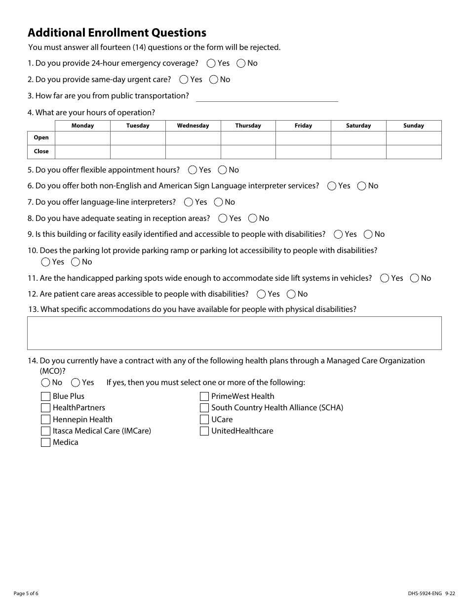 Form DHS-5924-ENG Housing Support Supplemental Services Provider Enrollment Application - Minnesota Health Care Programs (Mhcp) - Minnesota, Page 5