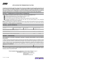 Form DL4006 Application for Termination of Action - California