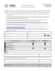 Document preview: Tyler New Mexico Online Account Security Agreement - New Mexico