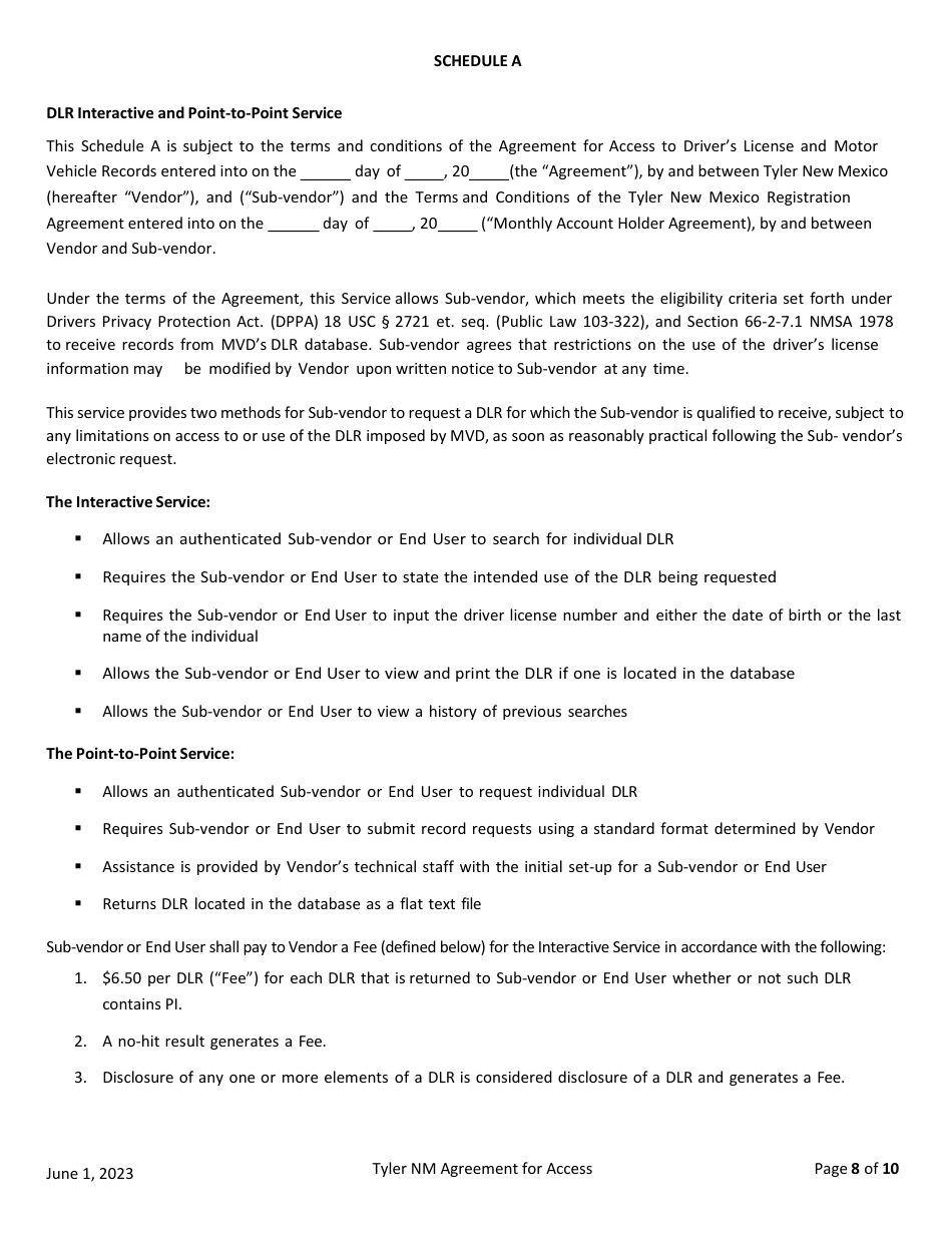 Agreement for Access to Drivers License  Motor Vehicle Records - New Mexico, Page 8