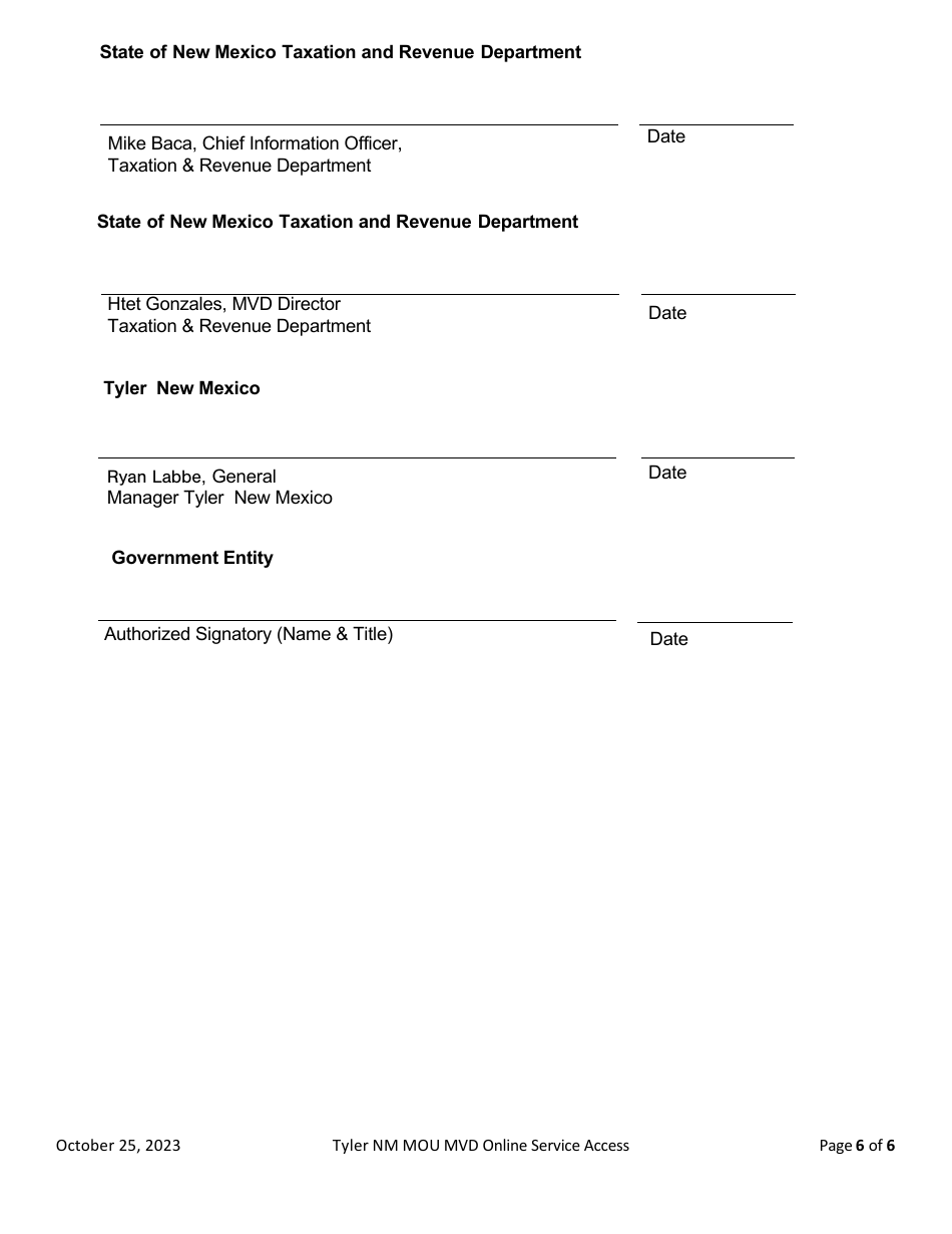 Memorandum of Understanding - New Mexico, Page 6