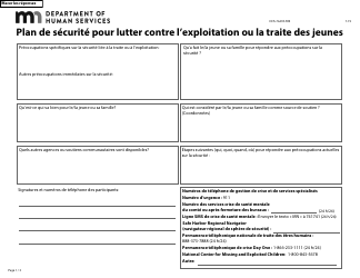 Document preview: Form DHS-7641R-FRE Youth Exploitation or Trafficking Safety Plan - Minnesota (French)