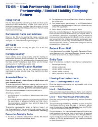 Instructions for Form TC-65 Utah Partnership/Limited Liability Partnership/Limited Liability Company Return of Income - Utah, Page 7
