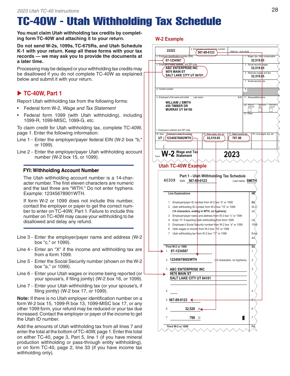 Instructions for Form TC-40 Utah Individual Income Tax - Utah, Page 30