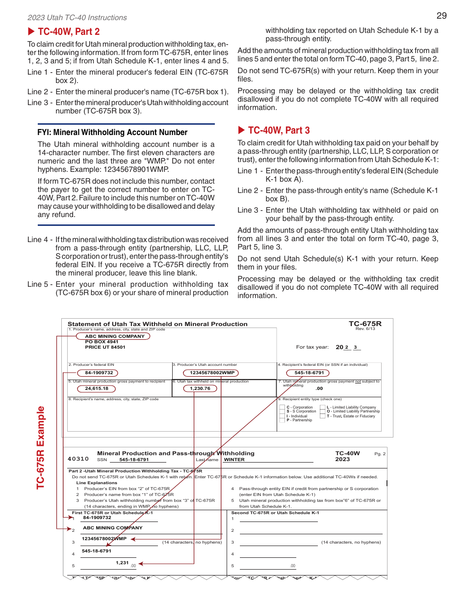 Instructions for Form TC-40 Utah Individual Income Tax - Utah, Page 31