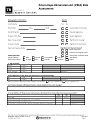 Form CS-0946 Prison Rape Elimination Act (Prea) Risk Assessment - Tennessee