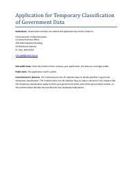 Application for Temporary Classification of Government Data - Minnesota