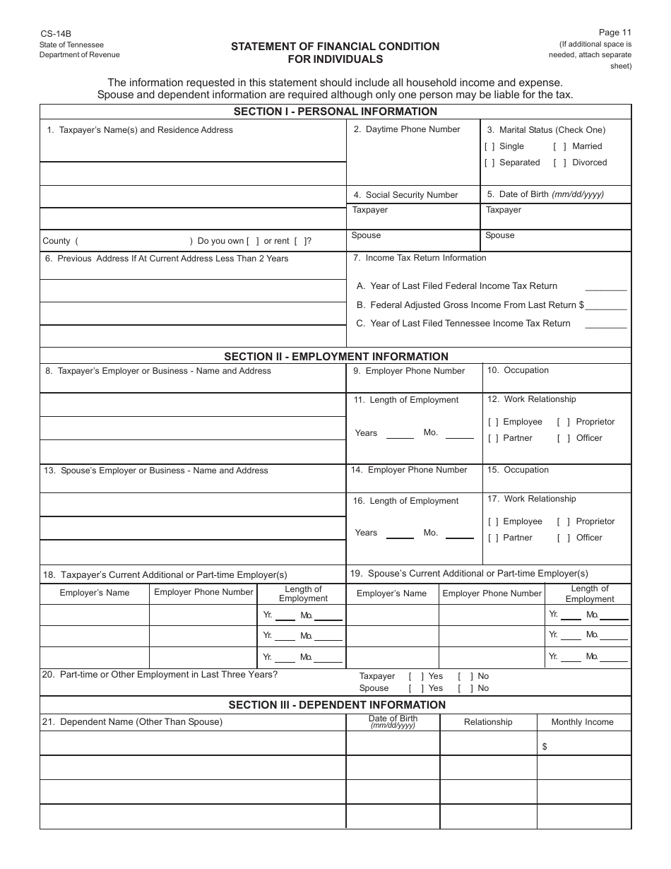 Form RV-F0200501 Offer in Compromise Application - Tennessee, Page 11