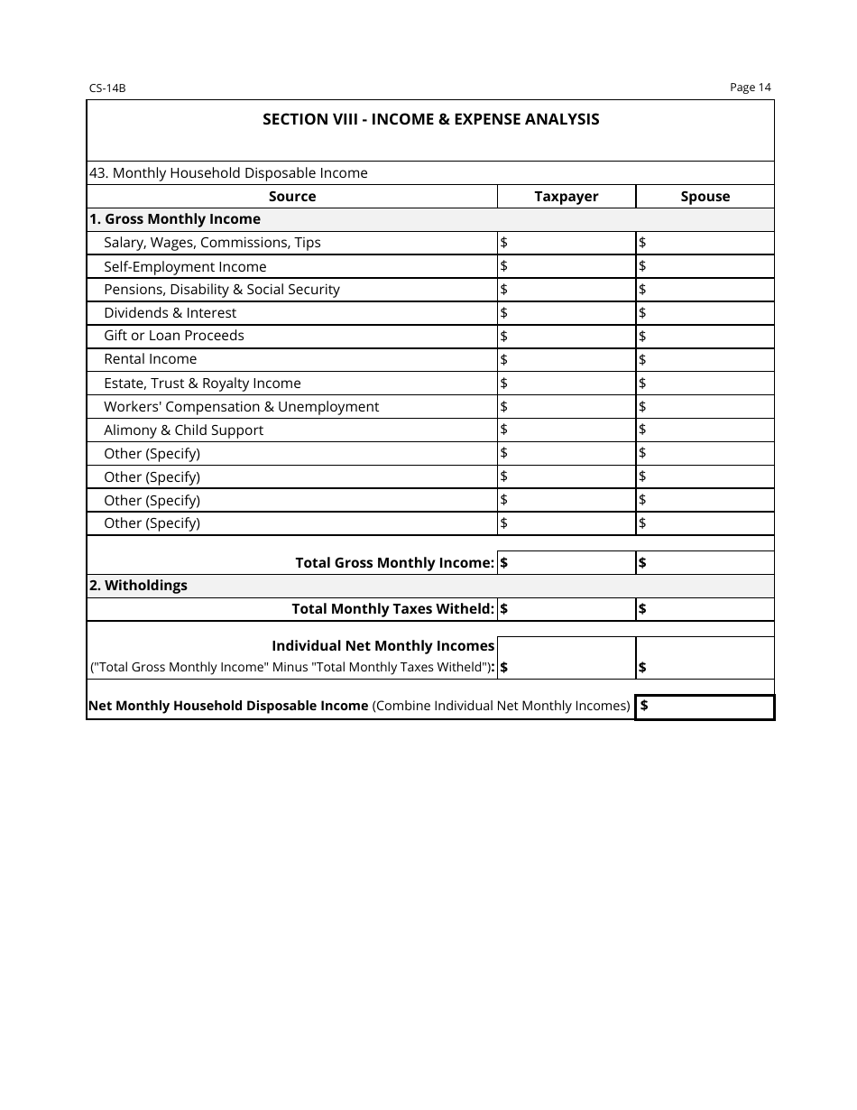 Form RV-F0200501 Offer in Compromise Application - Tennessee, Page 14