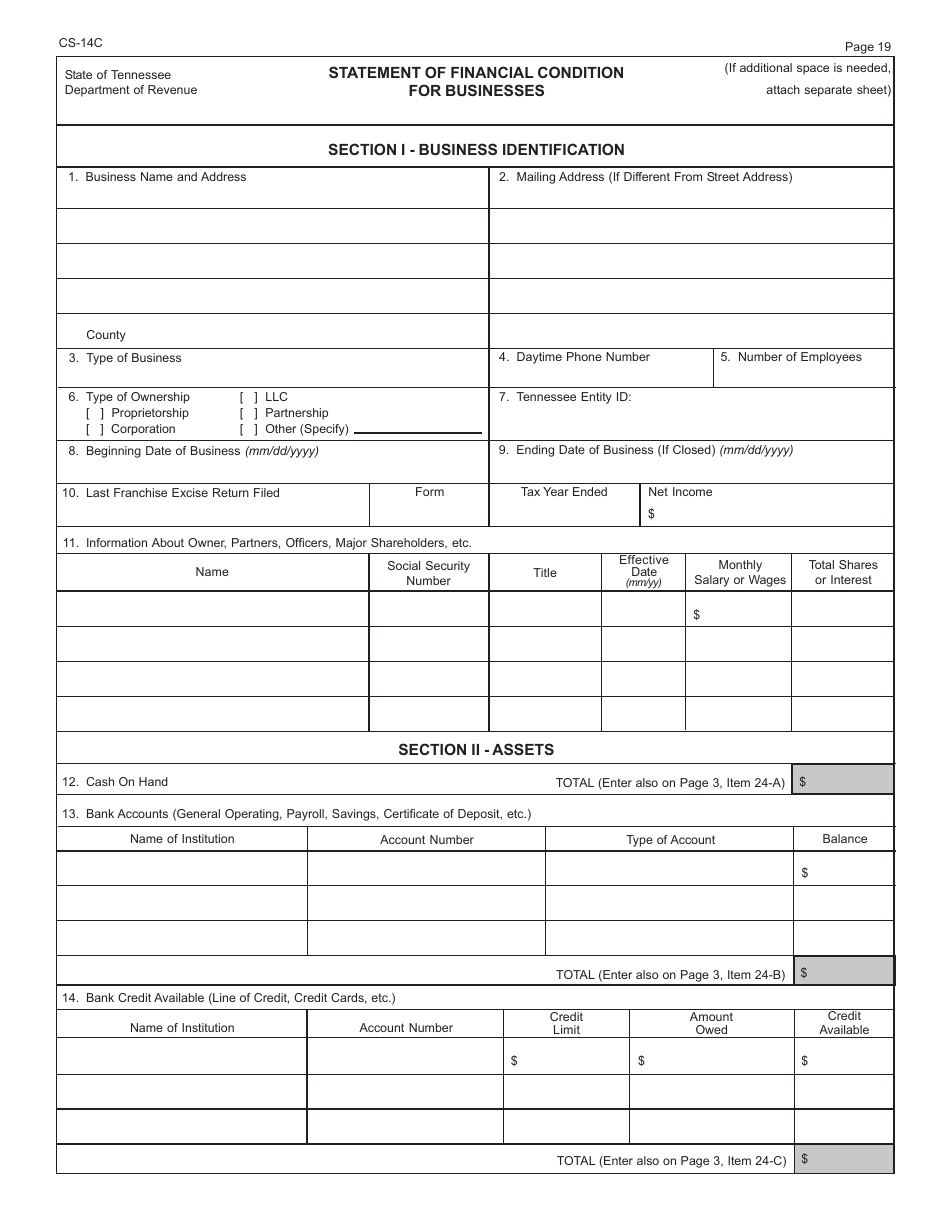 Form RV-F0200501 Offer in Compromise Application - Tennessee, Page 19