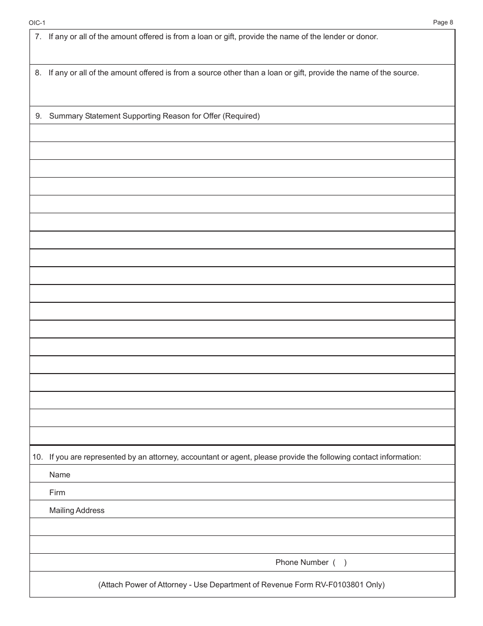 Form RV-F0200501 Offer in Compromise Application - Tennessee, Page 8