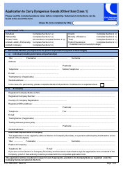 Form SRG2805 Application to Carry Dangerous Goods (Other Than Class 1) - United Kingdom