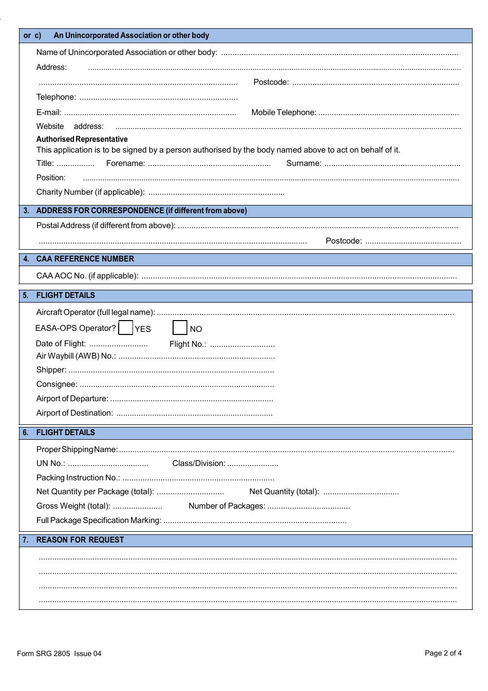 Form SRG2805 Application to Carry Dangerous Goods (Other Than Class 1) - United Kingdom, Page 2