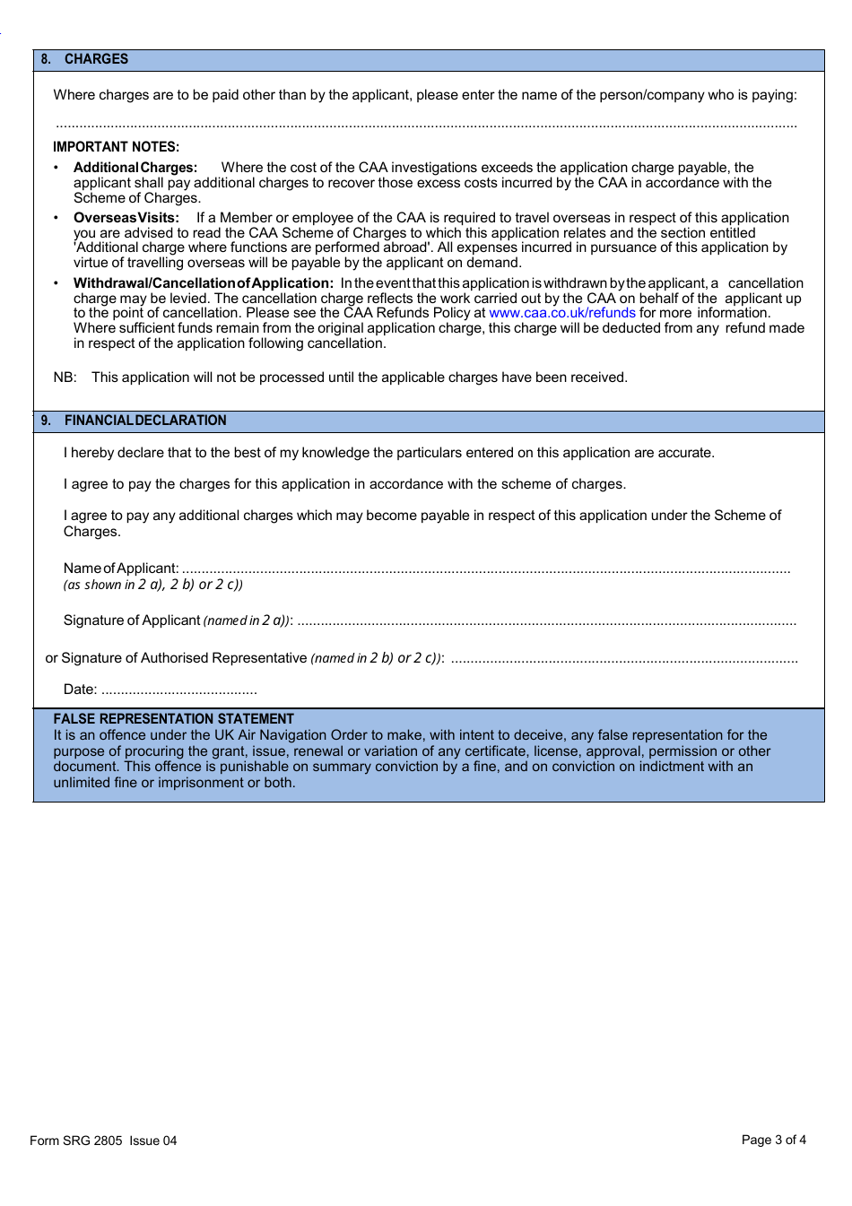 Form SRG2805 Application to Carry Dangerous Goods (Other Than Class 1) - United Kingdom, Page 3